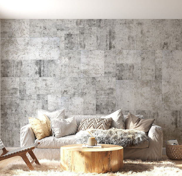 Peel & Stick Wall Mural - Abstract Concrete Tiles Background- Removable Wall Decals