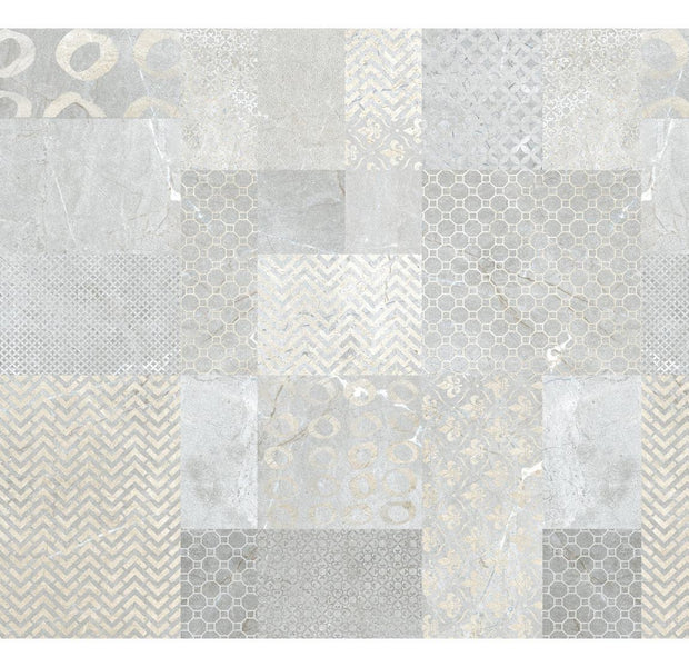 Peel & Stick Wall Mural - Abstract Concrete Tiles - Removable Wall Decals