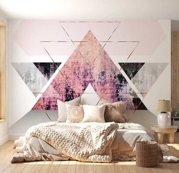 Peel & Stick Wall Mural - Abstract Geometric Concrete Art - Removable Wall Decals