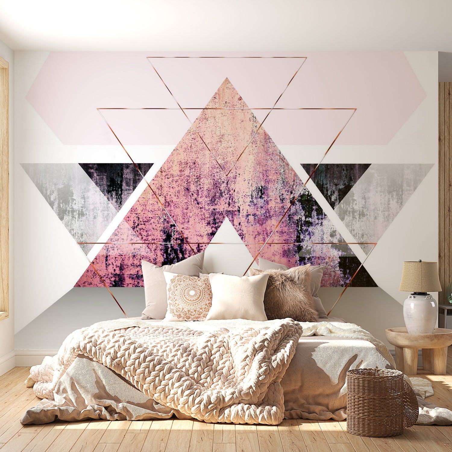 Peel & Stick Wall Mural - Abstract Geometric Concrete Art - Removable Wall Decals