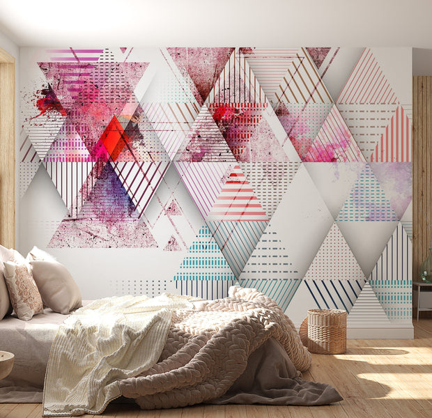 Peel & Stick Wall Mural - Abstract Geometric Triangle Art - Removable Wall Decals