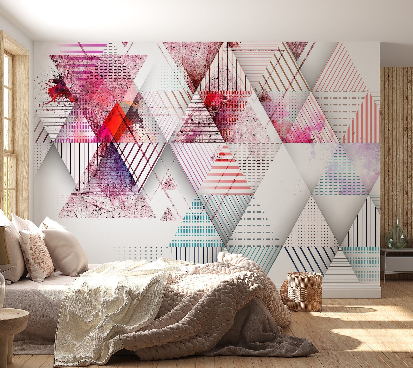 Peel & Stick Wall Mural - Abstract Geometric Triangle Art - Removable Wall Decals