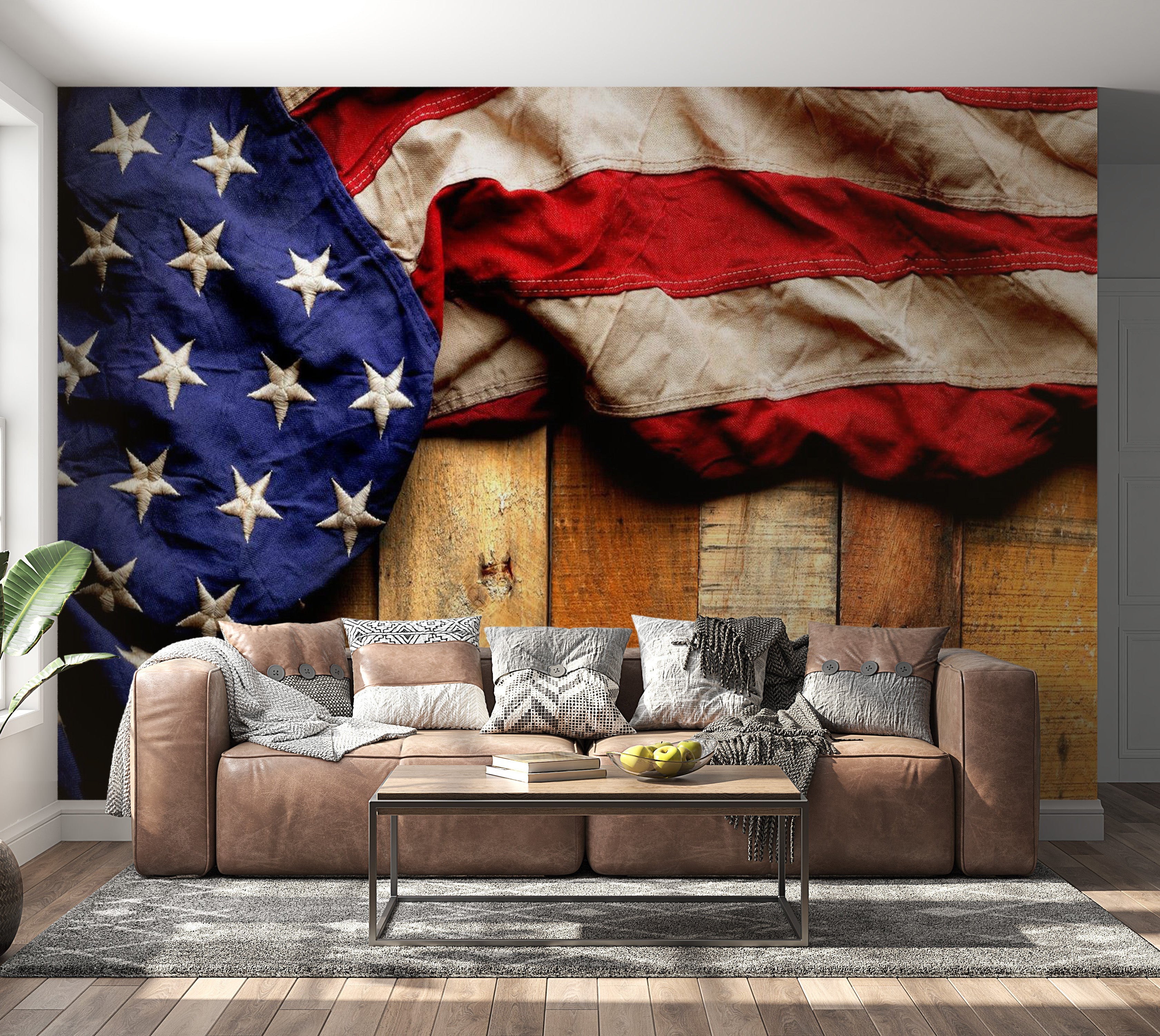 Peel & Stick Wall Mural - American Flag - Removable Wall Decals