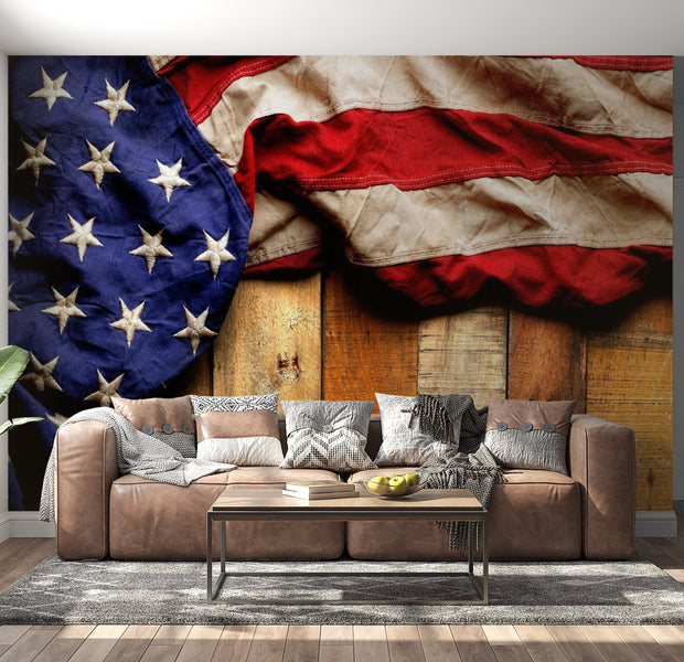 Peel & Stick Wall Mural - American Flag - Removable Wall Decals