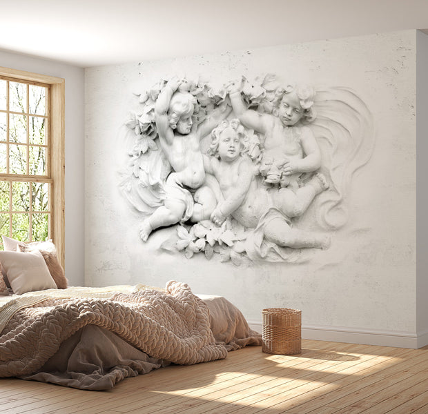 Peel & Stick Wall Mural - Angels Wall Sculpture - Removable Wall Decals