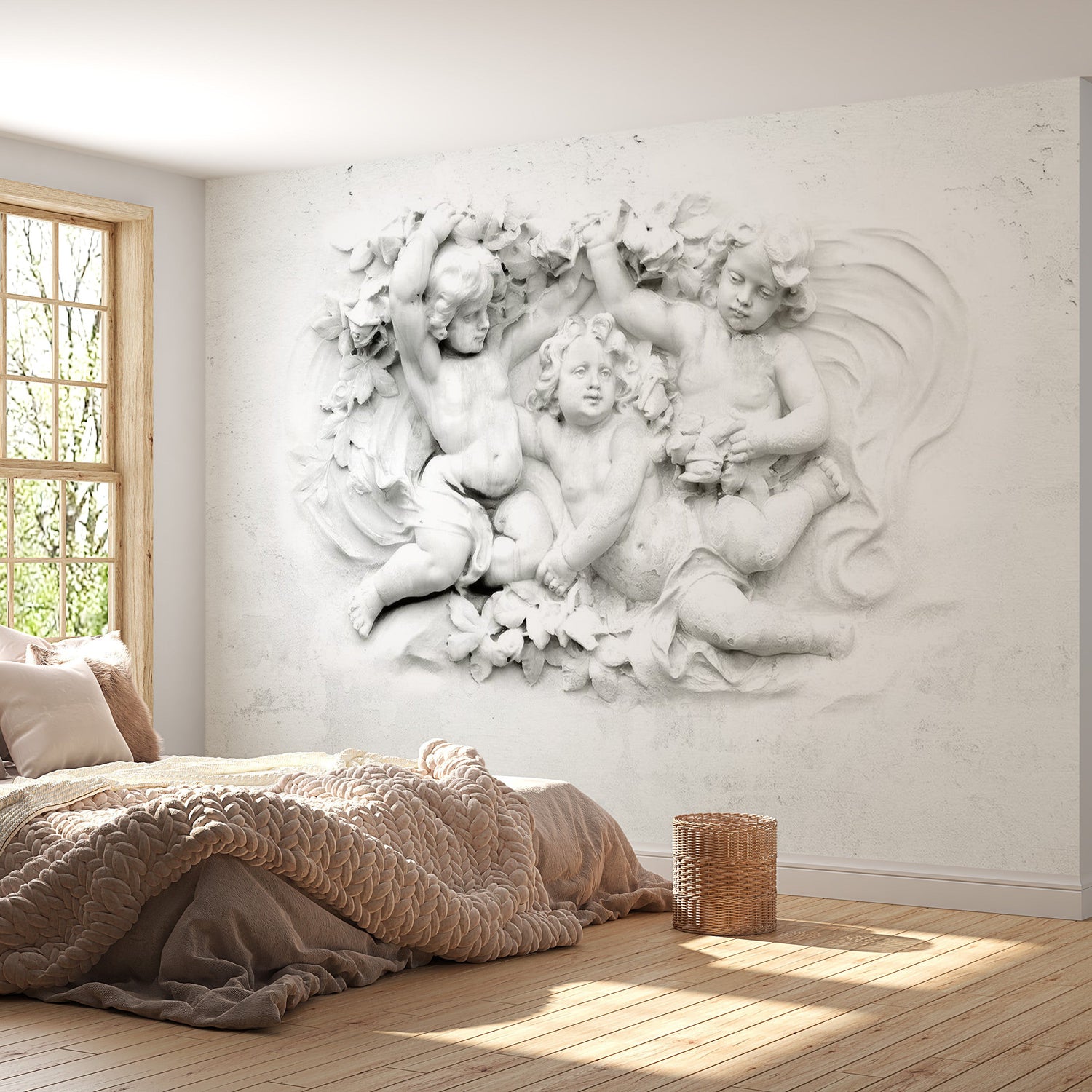 Peel & Stick Wall Mural - Angels Wall Sculpture - Removable Wall Decals