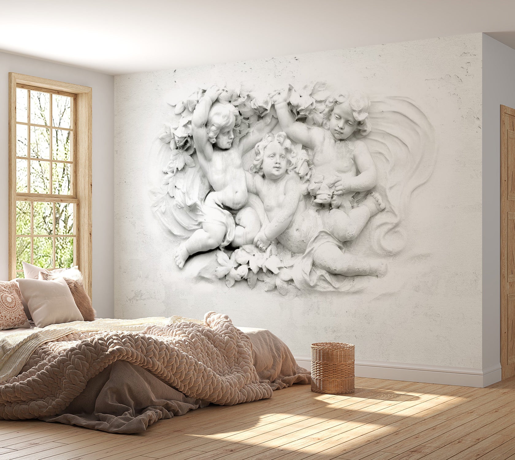 Peel & Stick Wall Mural - Angels Wall Sculpture - Removable Wall Decals