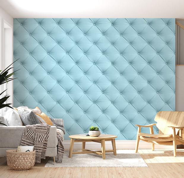 Peel & Stick Wall Mural - Baby Blue Chesterfield Pattern - Removable Wall Decals