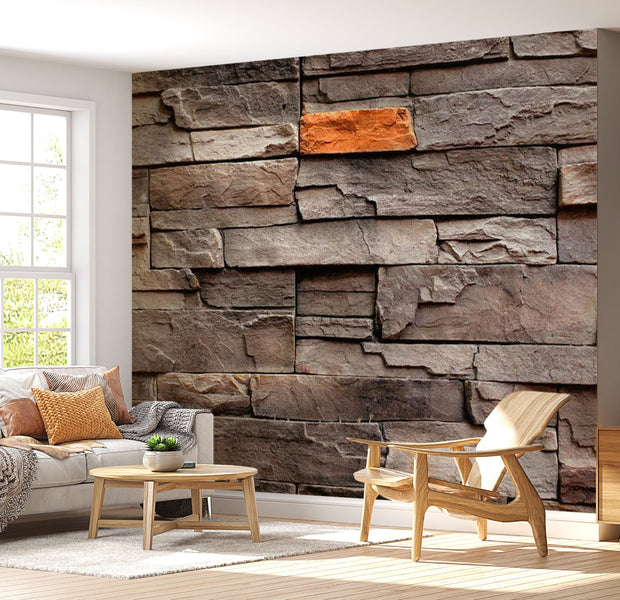 Peel & Stick Wall Mural - Big Brown Slate Tiles - Removable Wall Decals