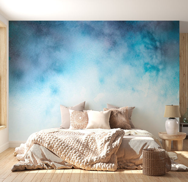 Peel & Stick Wall Mural - Blue Abstract Clouds - Removable Wall Decals