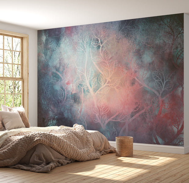 Peel & Stick Wall Mural - Botanical Mixed Media Art - Removable Wall Decals