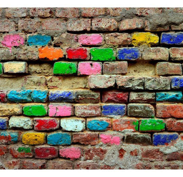 Peel & Stick Wall Mural - Colourful Old Bricks - Removable Wall Decals