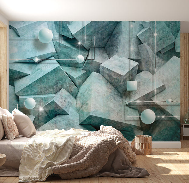 Peel & Stick Wall Mural - Concrete Blocks and Pearls - Removable Wall Decals