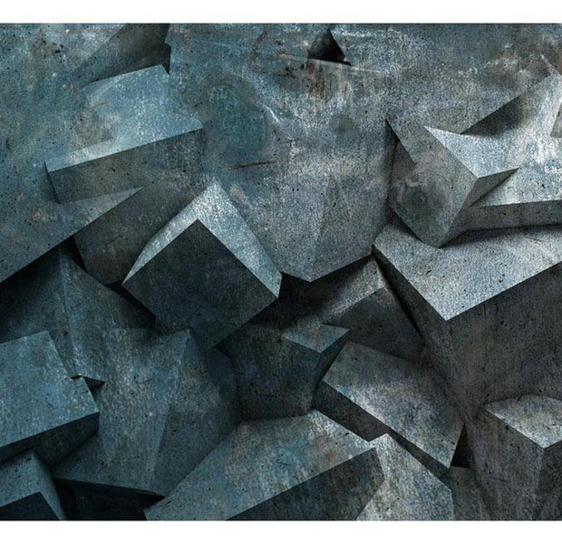 Peel & Stick Wall Mural - Concrete Blocks Blue Grey - Removable Wall Decals