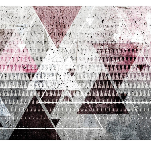 Peel & Stick Wall Mural - Concrete Triangles Art Pink- Removable Wall Decals