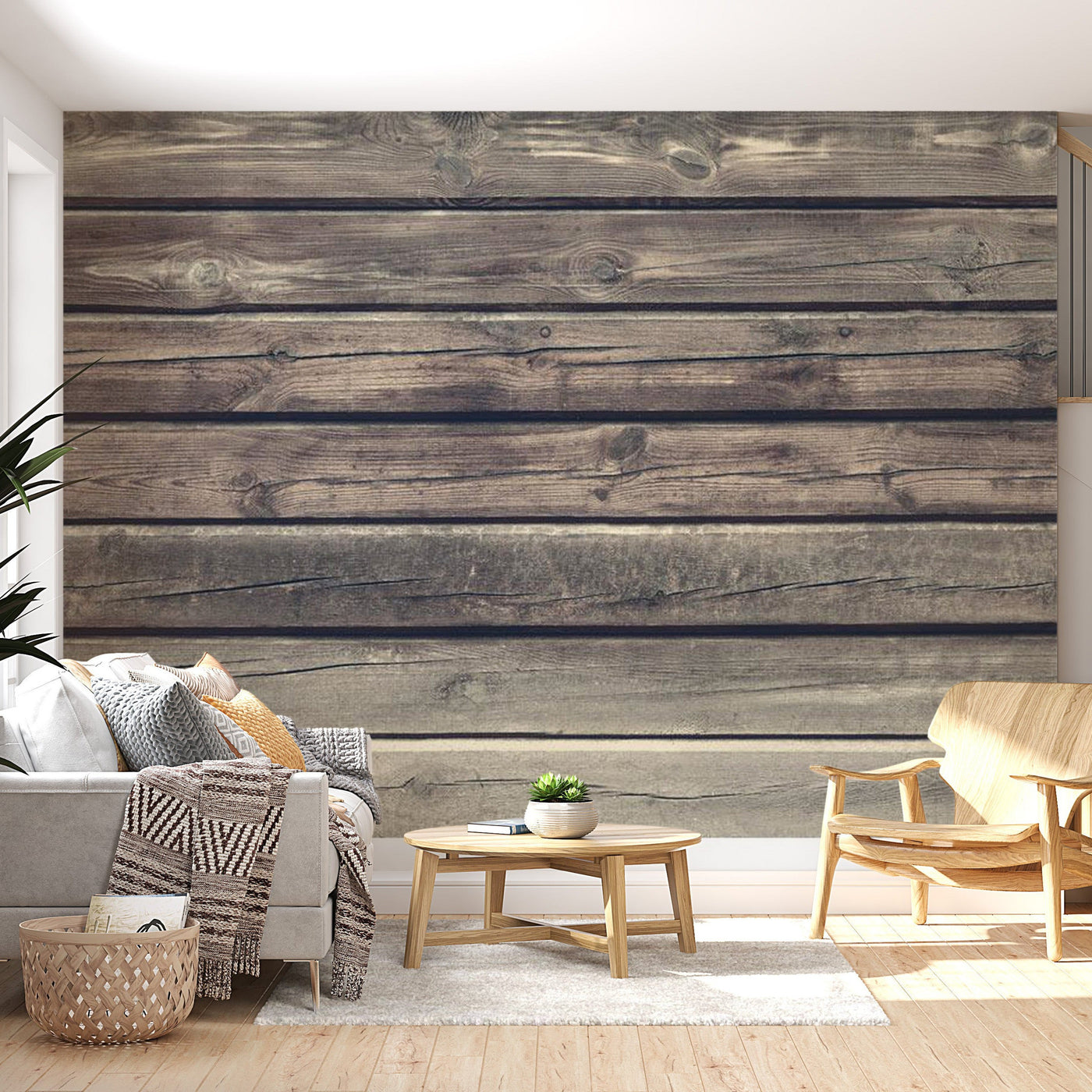 Peel & Stick Wall Mural - Country Style Wooden Planks - Removable Wall Decals