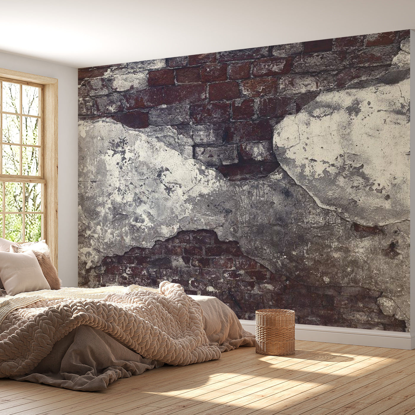 Peel & Stick Wall Mural - Dark Old Brick Wall - Removable Wall Decals