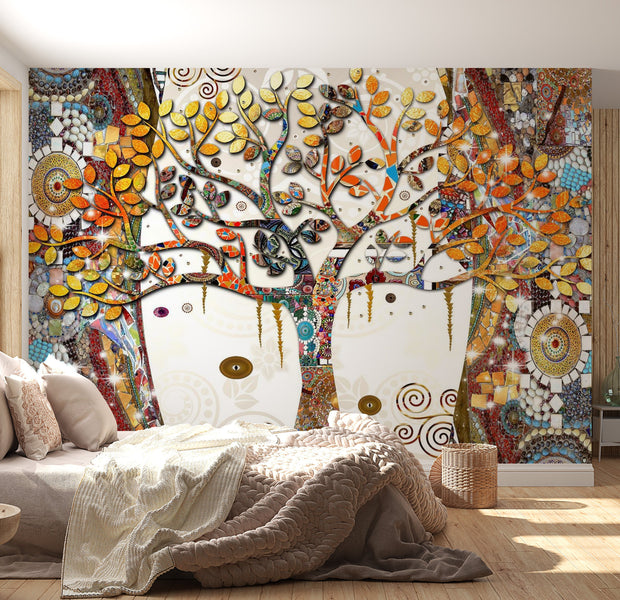 Peel & Stick Wall Mural - Decorated Mosaic Tree - Removable Wall Decals