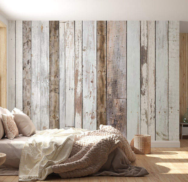 Peel & Stick Wall Mural - Distressed Old Wood- Removable Wall Decals