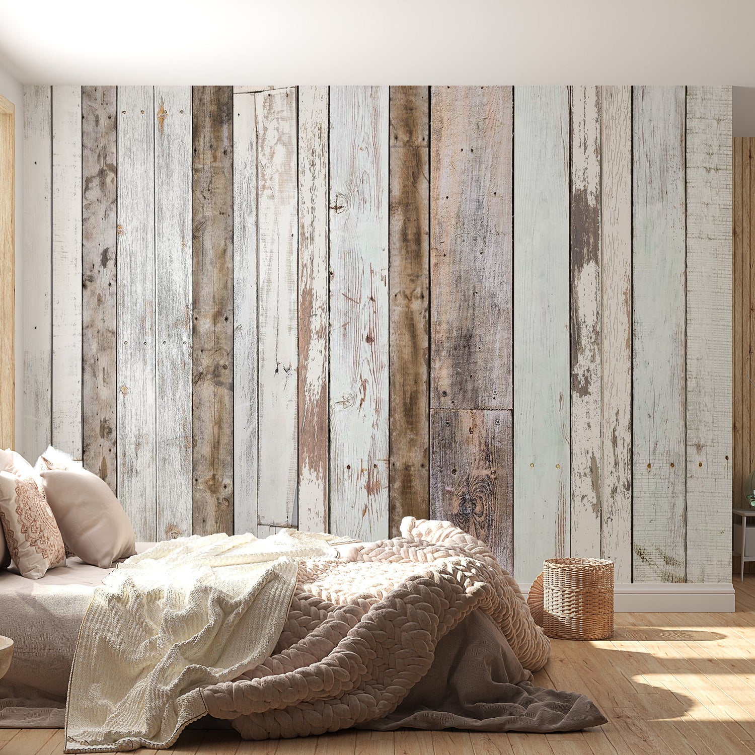 Peel & Stick Wall Mural - Distressed Old Wood- Removable Wall Decals