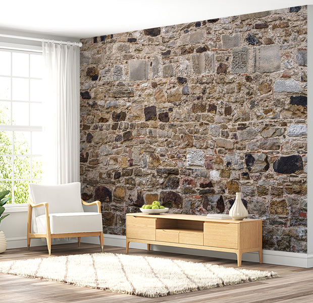 Peel & Stick Wall Mural - Elegant Old Stone Wall - Removable Wall Decals