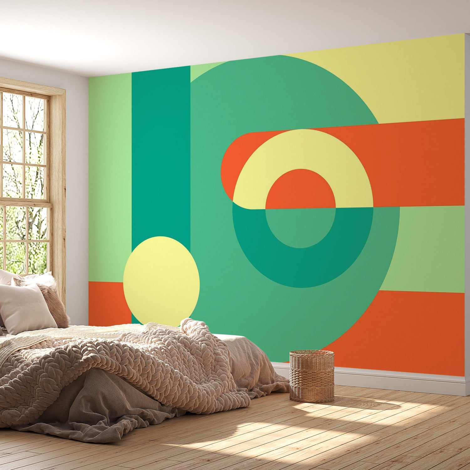 Peel & Stick Wall Mural - Geometric Abstract Design Green - Removable Wall Decals