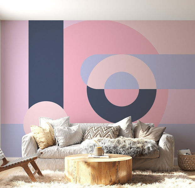 Peel & Stick Wall Mural - Geometric Abstract Design Violet - Removable Wall Decals