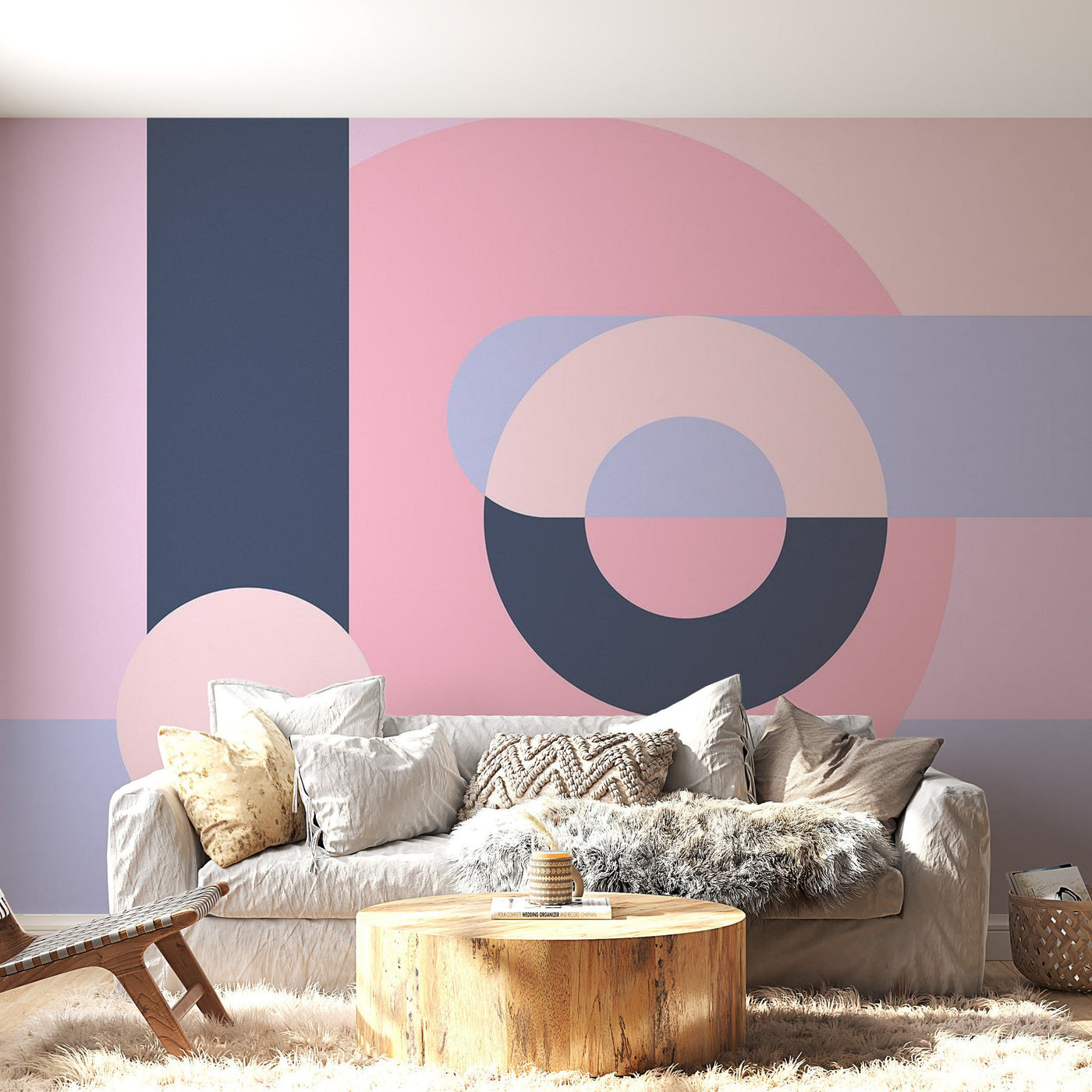 Peel & Stick Wall Mural - Geometric Abstract Design Violet - Removable Wall Decals