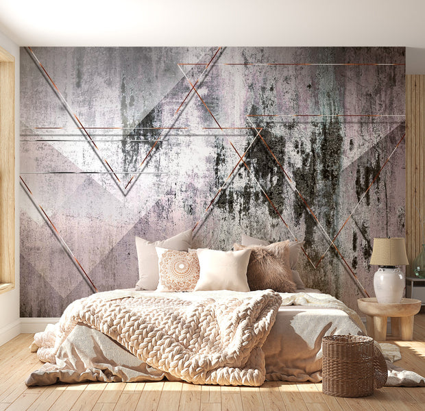 Peel & Stick Wall Mural - Geometric Vintage Concrete Design - Removable Wall Decals