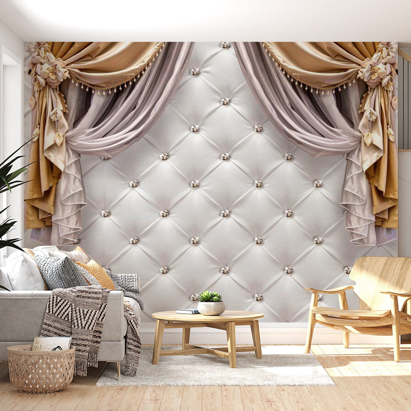 Peel & Stick Wall Mural - Glamour Chesterfield Pattern - Removable Wall Decals