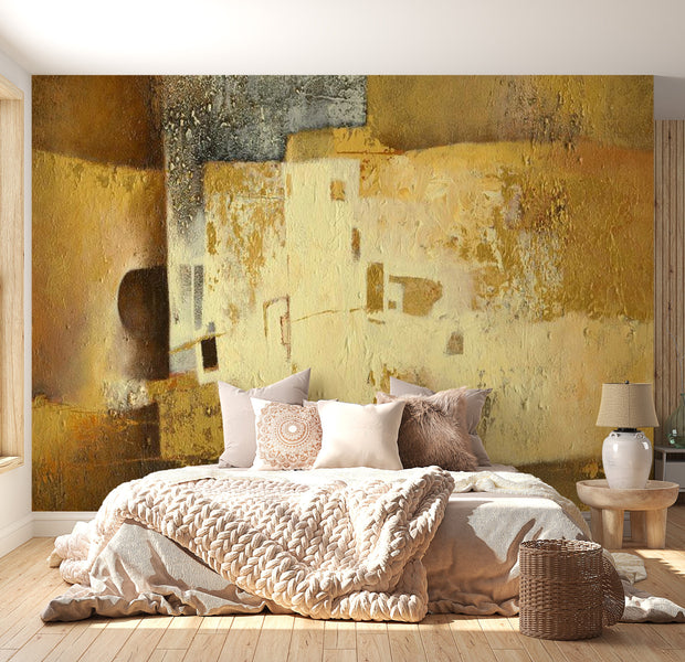 Peel & Stick Wall Mural - Golden Abstract Art Background - Removable Wall Decals