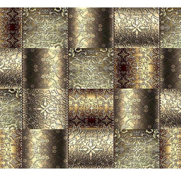 Peel & Stick Wall Mural - Golden Metal Plates - Removable Wall Decals