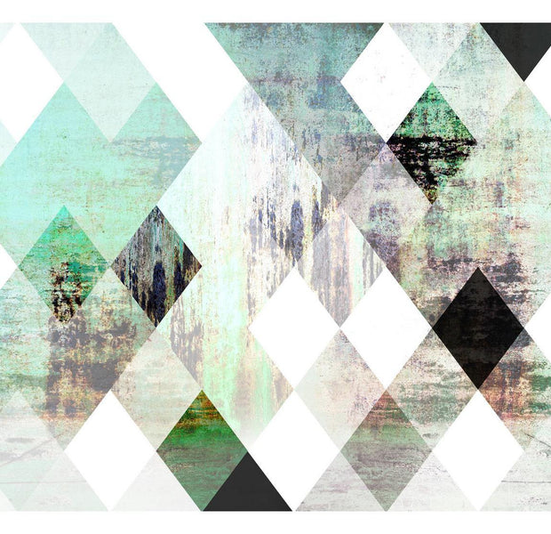 Peel & Stick Wall Mural - Green Geometric Vintage Concrete Pattern - Removable Wall Decals