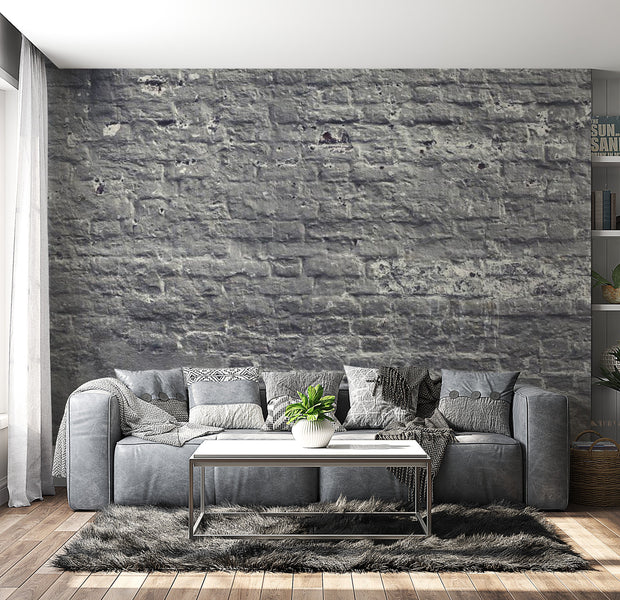 Peel & Stick Wall Mural - Grey Brick Wall - Removable Wall Decals