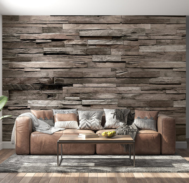 Peel & Stick Wall Mural - Grey Cedar Barn Wood - Removable Wall Decals