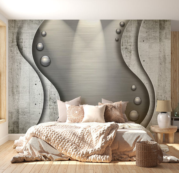 Peel & Stick Wall Mural - Grey Concrete Metal Combo - Removable Wall Decals