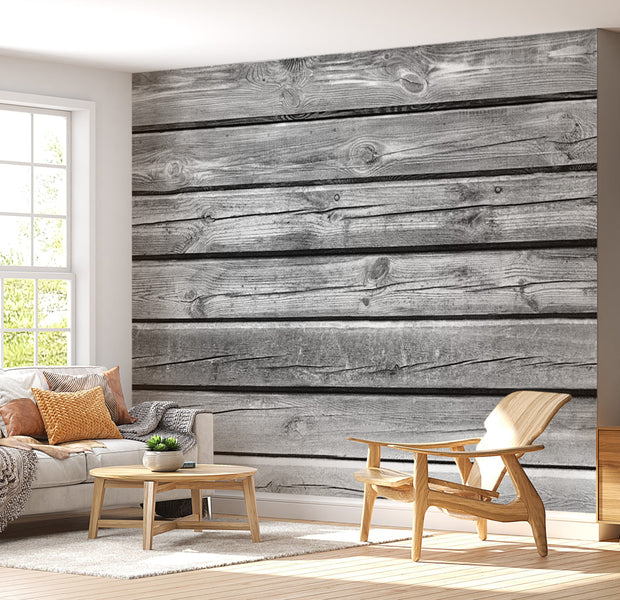 Peel & Stick Wall Mural - Grey Country Style Barn Wood - Removable Wall Decals