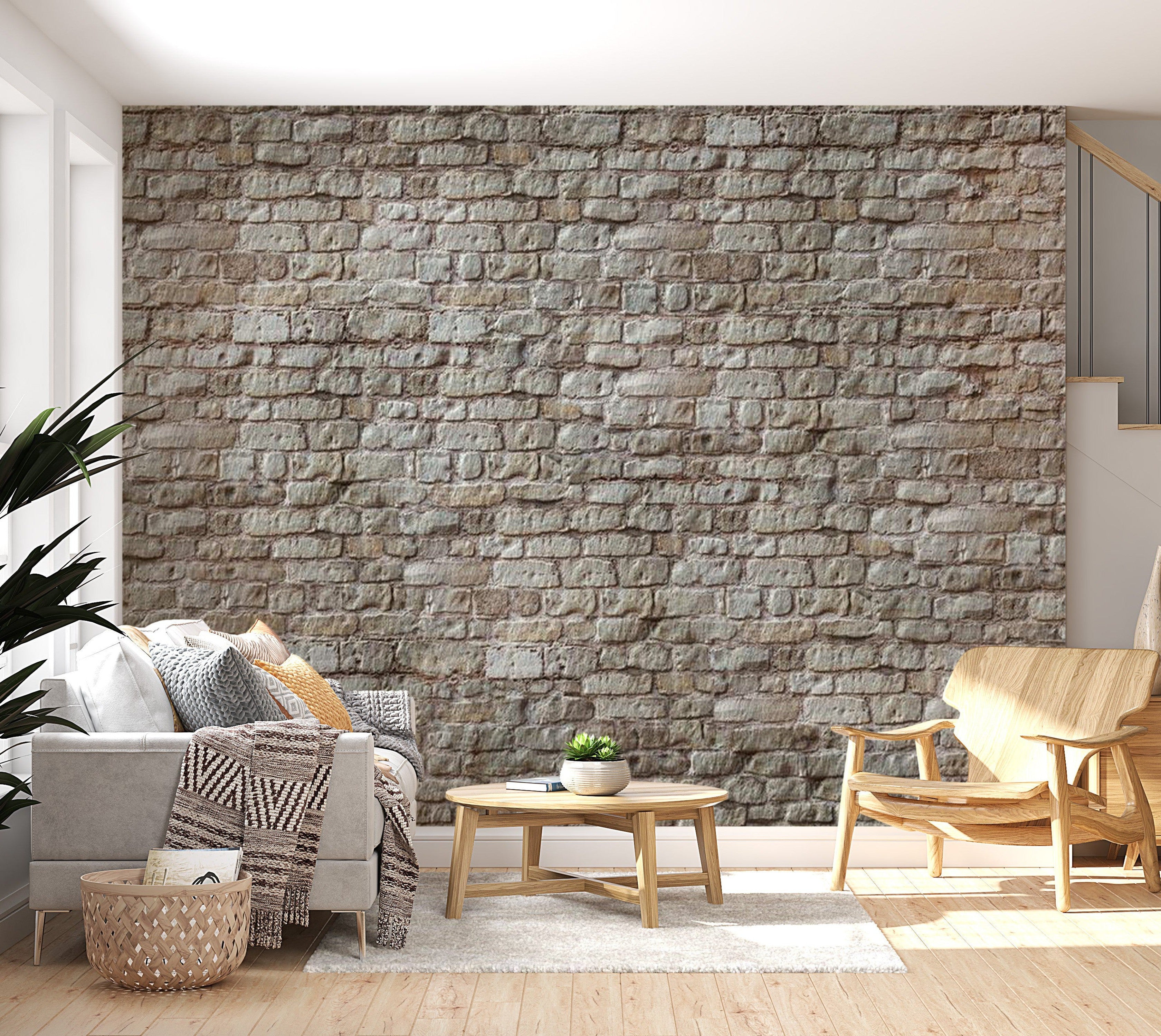 Peel & Stick Wall Mural - Grey Old Brick Wall - Removable Wall Decals