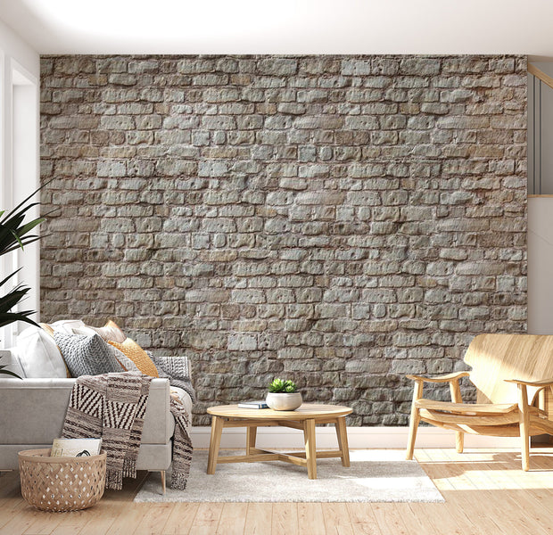 Peel & Stick Wall Mural - Grey Old Brick Wall - Removable Wall Decals