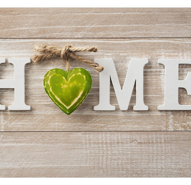 Peel & Stick Wall Mural - Home Green Heart On Wood - Removable Wall Decals
