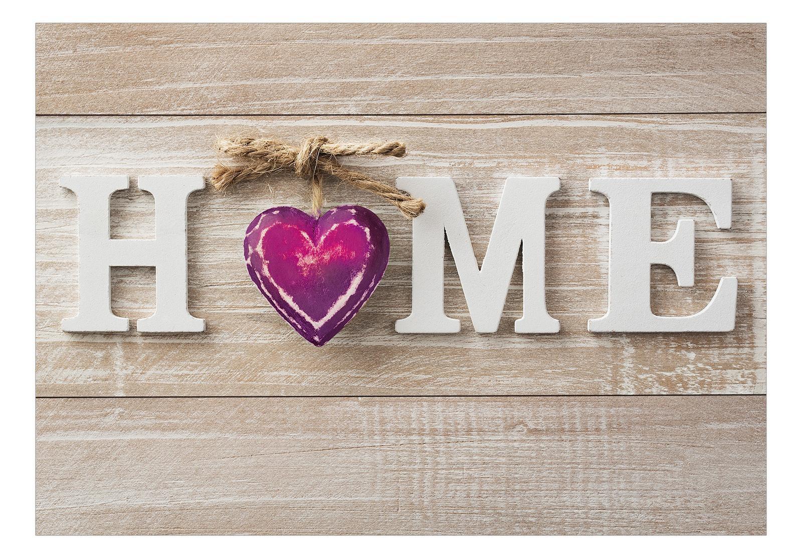 Peel & Stick Wall Mural - Home Violet Heart On Wood - Removable Wall Decals