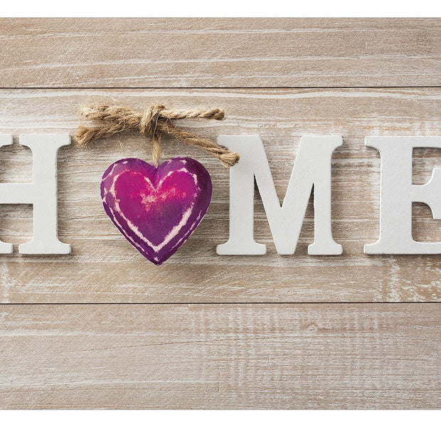 Peel & Stick Wall Mural - Home Violet Heart On Wood - Removable Wall Decals