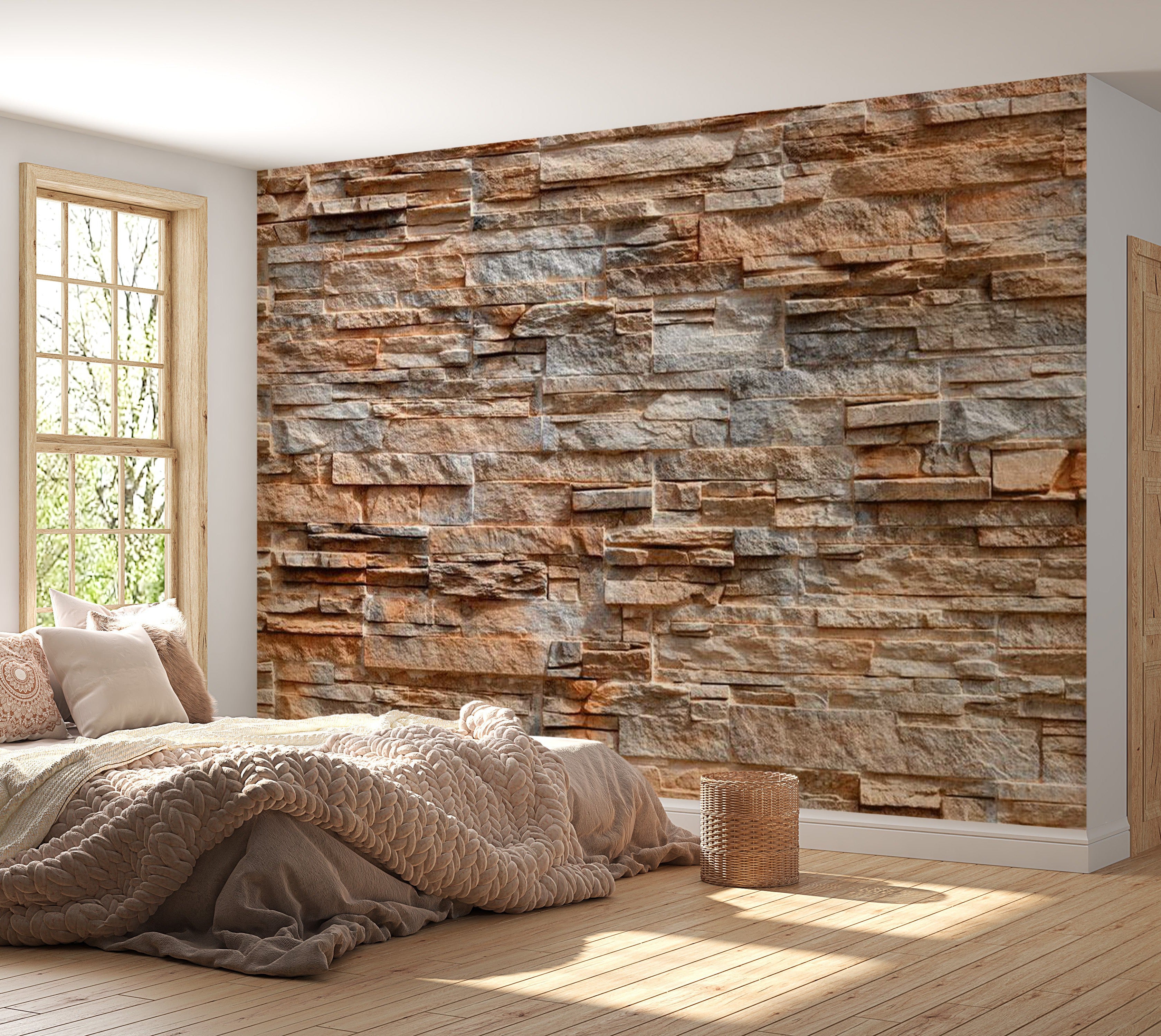 Peel & Stick Wall Mural - Intricate Melody Slate Stone - Removable Wall Decals