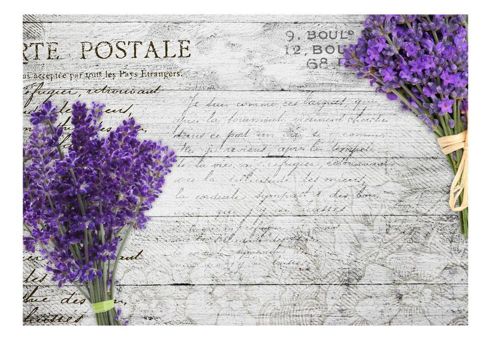 Peel & Stick Wall Mural - Lavender Postcard On Wood - Removable Wall Decals