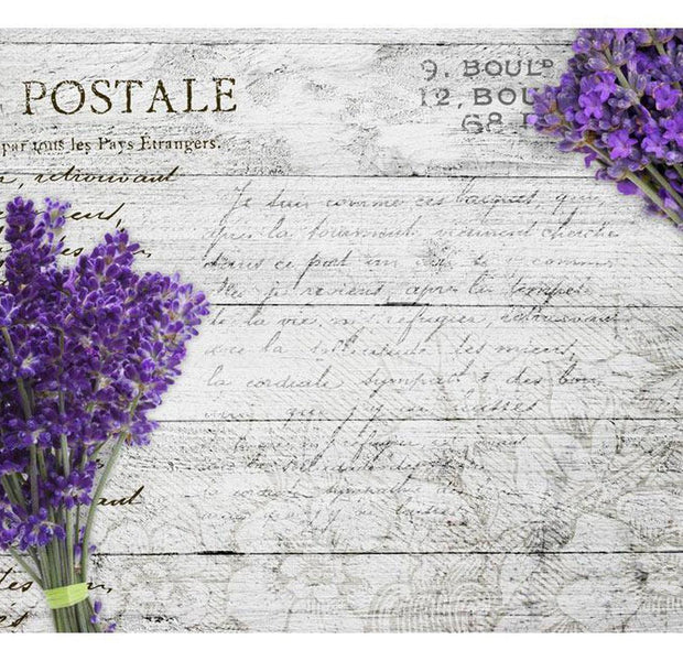 Peel & Stick Wall Mural - Lavender Postcard On Wood - Removable Wall Decals