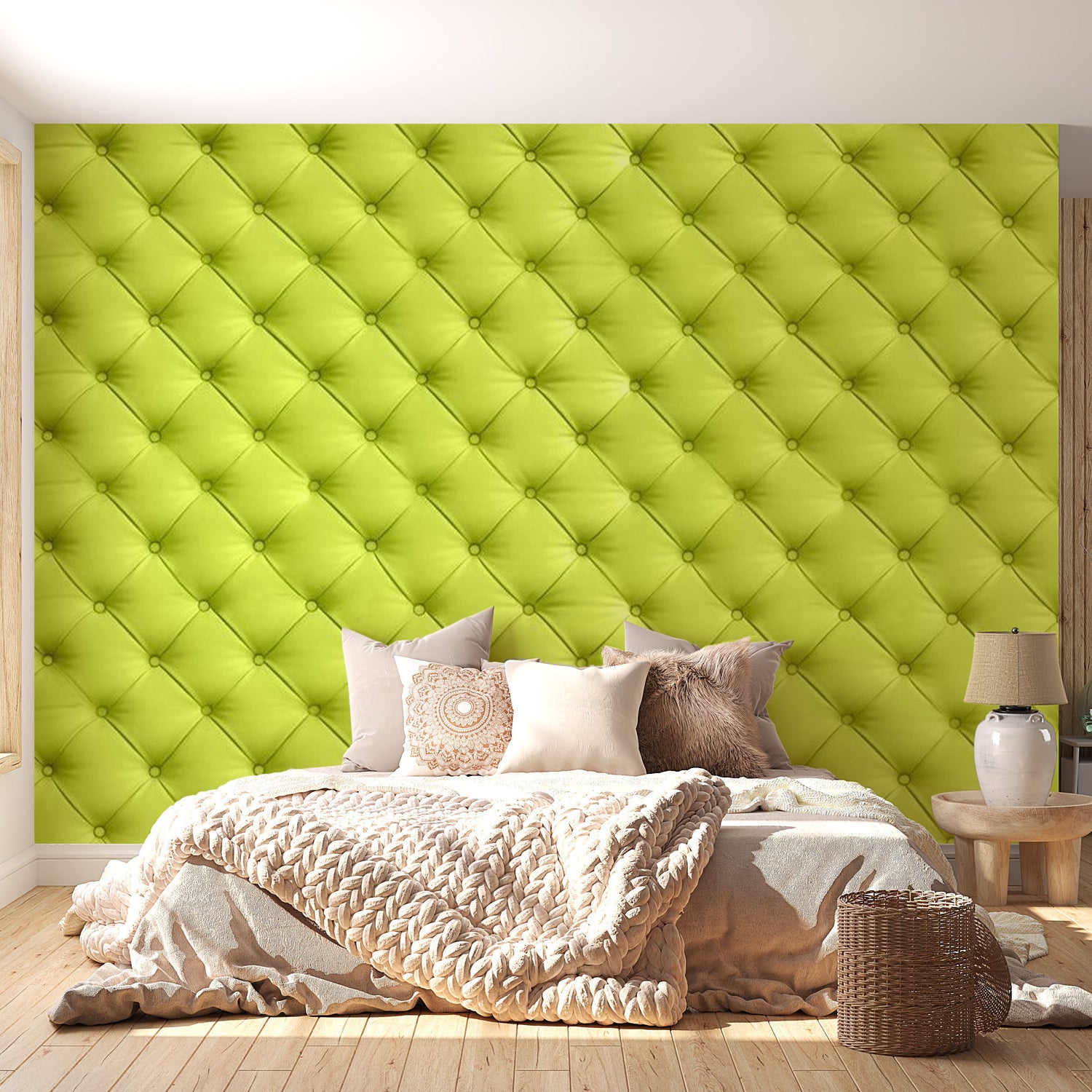 Peel & Stick Wall Mural - Lime Chesterfield Pattern - Removable Wall Decals