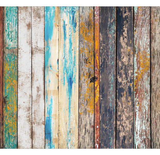 Peel & Stick Wall Mural - Mixed Distressed Wooden Planks - Removable Wall Decals