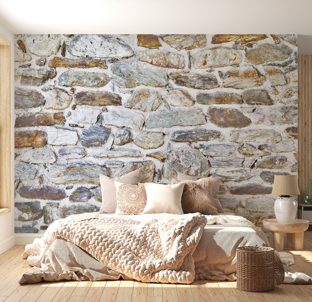 Peel & Stick Wall Mural - Natural Stacked Stone Wall - Removable Wall Decals