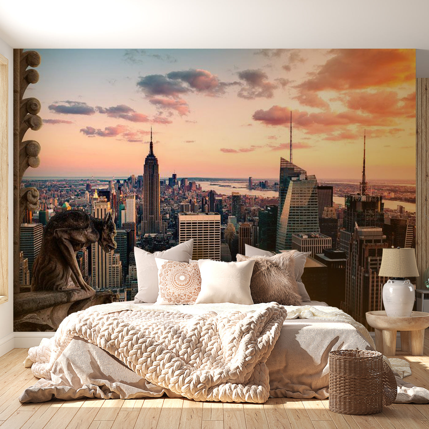 Peel & Stick Wall Mural - New York At Sunset - Removable Wall Decals