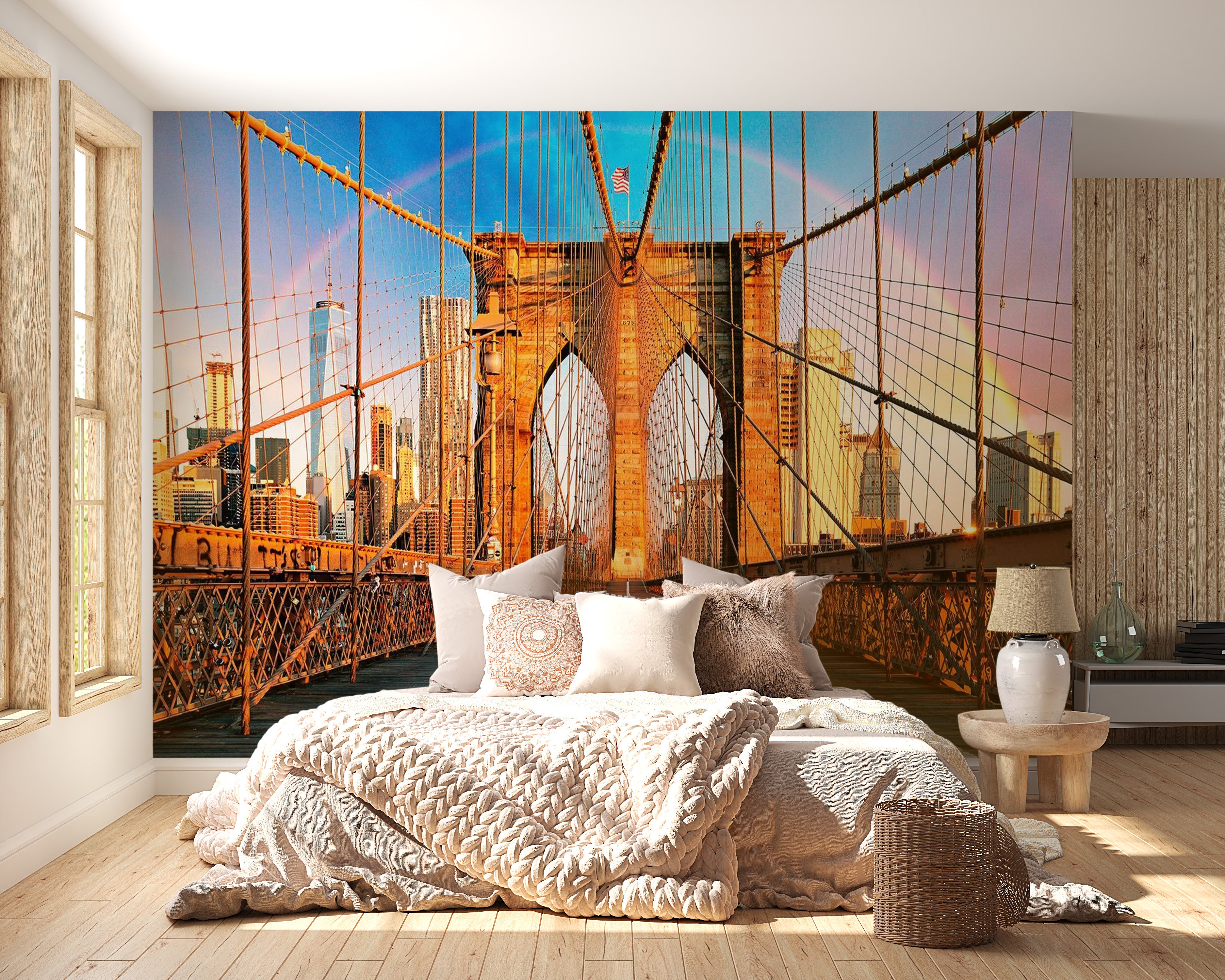 Peel & Stick Wall Mural - New York Brooklyn Bridge - Removable Wall Decals